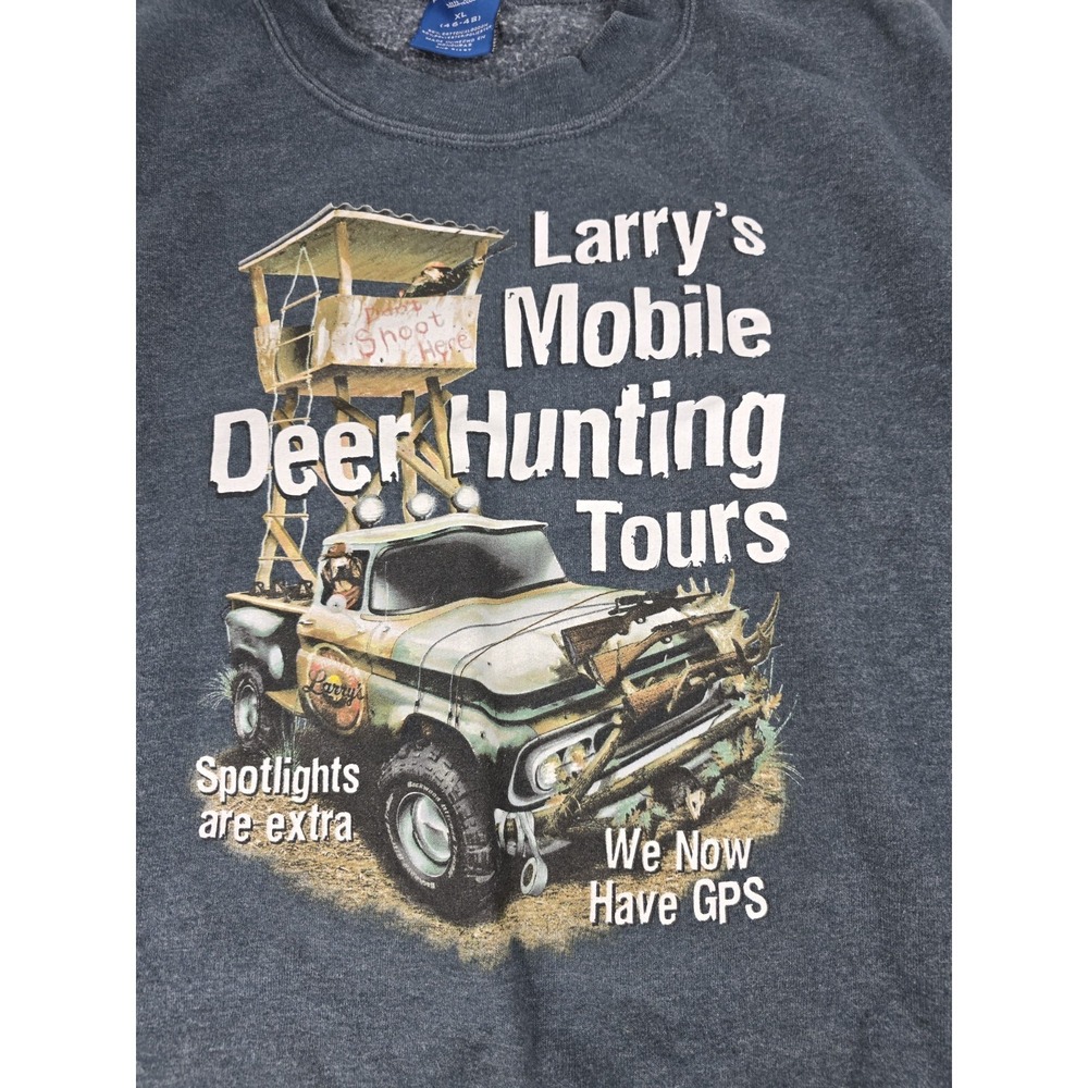 Puritan Gray Sweatshirt Larry's Mobile Deer Hunting Tours Outdoor XL Outdoor
